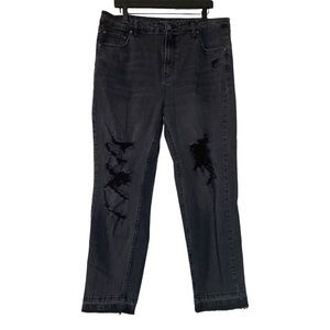 Wild Fable Women's Size 16 Straight Leg High Rise Black Distressed Denim Pants